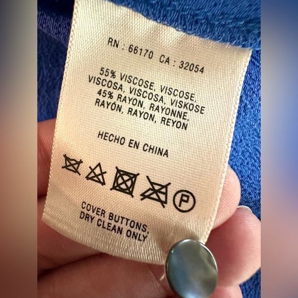 Anthropologie Maeve Blue Taryn Crepe‎ Shift 3/4 Sleeve Dress Pockets - Size 8 - Picture 5 of 5